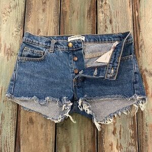 American Apparel 4 (27) Denim Shorts Button Fly Mid Rise Womens Jeans Cutoffs